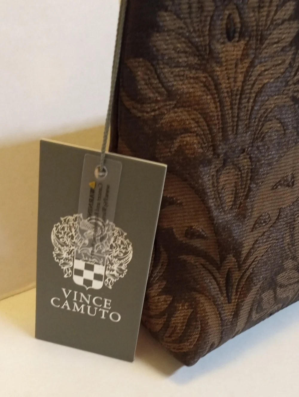 Vince Camuto Makeup Cosmetic Bag Color Coffee Flaw on tag wrote on one side